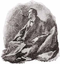 Sherlock Holmes in The Man with the Twisted Lip. Original caption was The pipe was still between his lips.